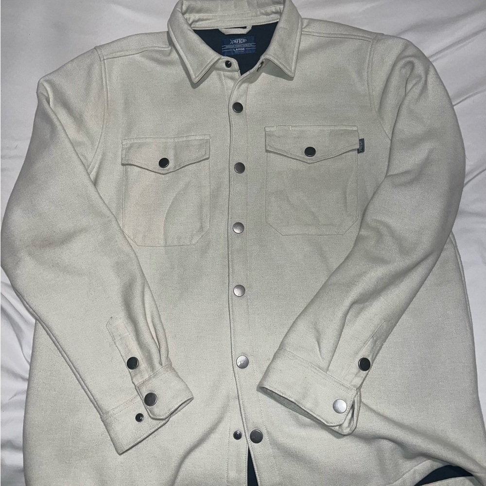 Cream Button-Up Shirt Jacket